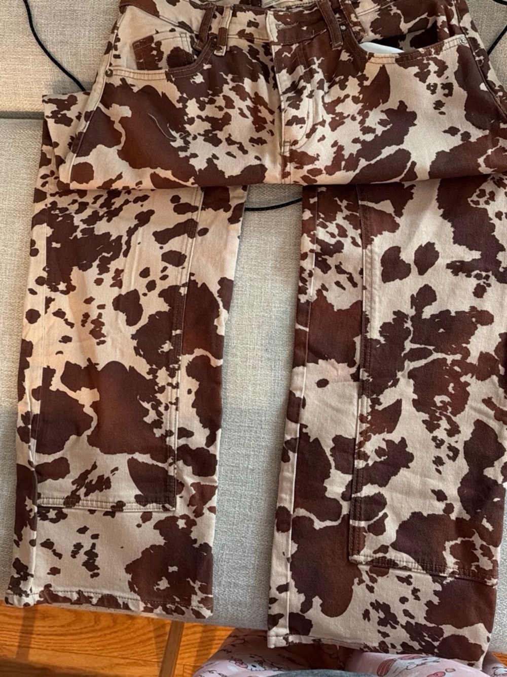 We The Free Brown and Cream Cowprint Jeans - Picture 5 of 7